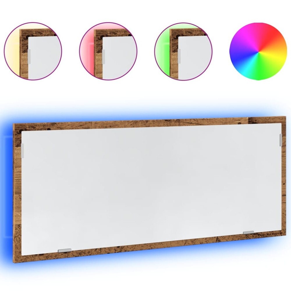vidaXL Oglindă de baie LED lemn vechi, 100x8,5x37 cm lemn prelucrat