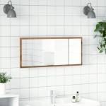 vidaXL Oglindă baie LED stejar artizanal, 100x8,5x37 cm lemn prelucrat