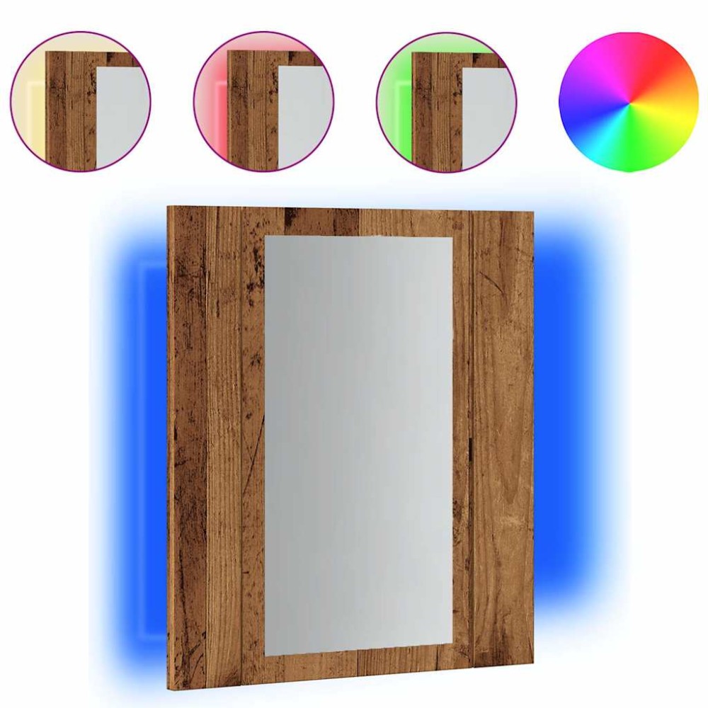 vidaXL Dulap cu oglindă cu LED de baie, lemn vechi, 40x12x45 cm, lemn