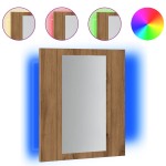 vidaXL Dulap cu oglindă de baie LED stejar artizanal 40x12x45 cm, lemn vidaXL Dulap cu oglindă de baie LED stejar artizanal 40x12x45 cm, lemn