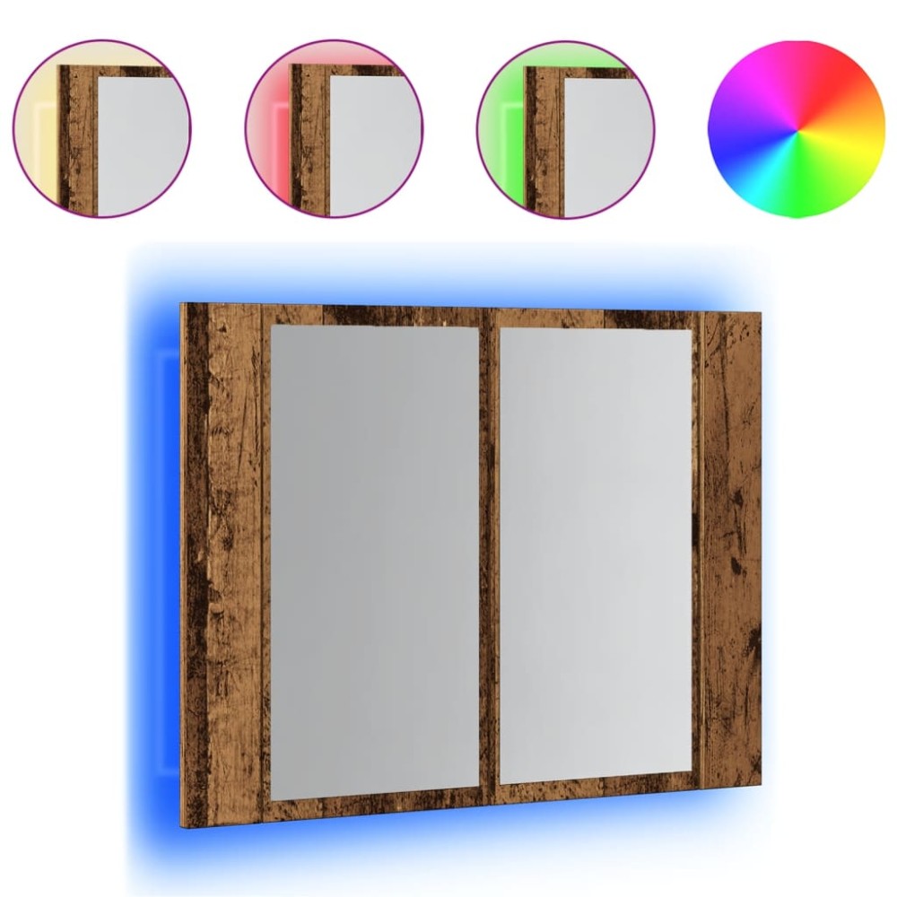 vidaXL Dulap cu oglindă & LED lemn vechi 60x12x45 cm lemn prelucrat