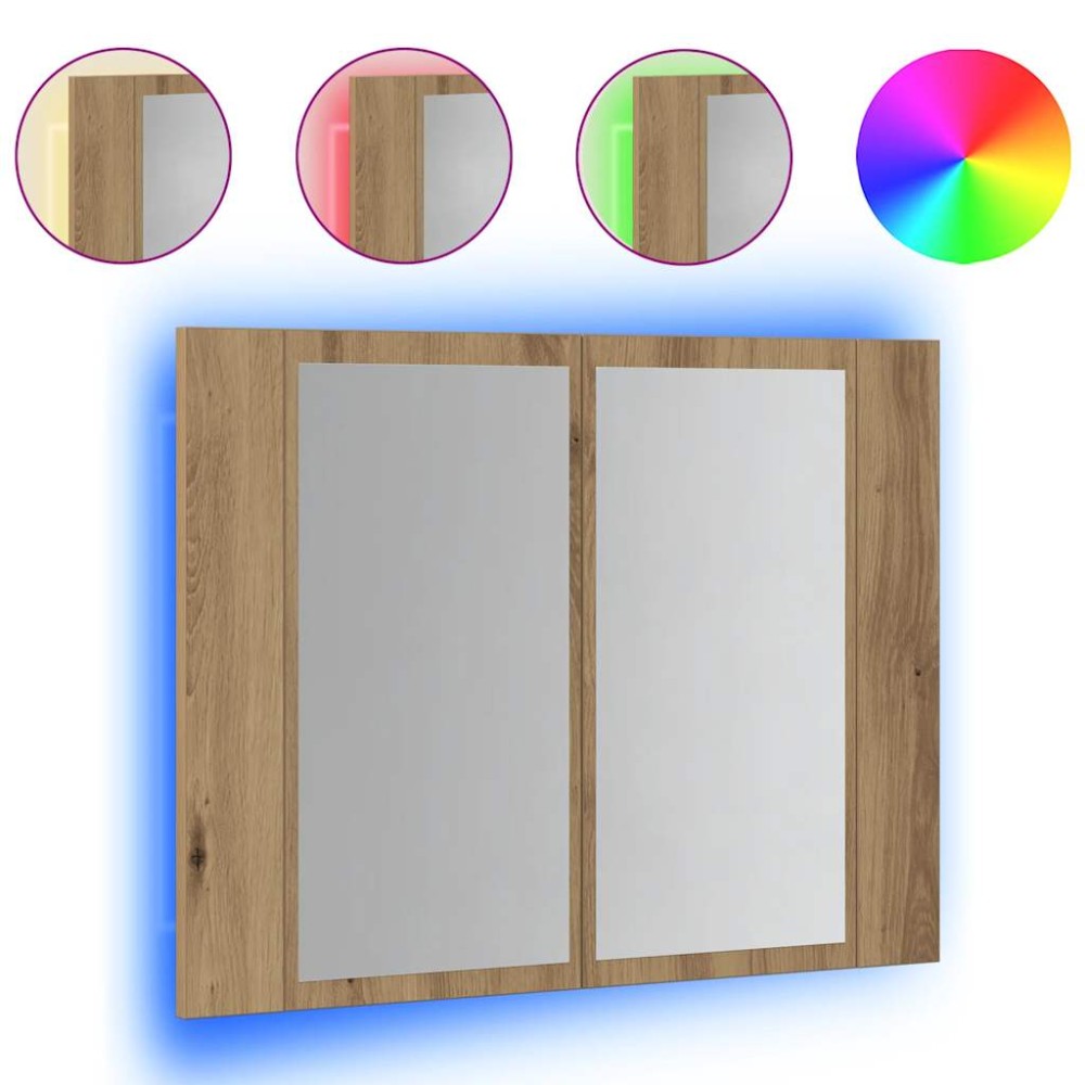 vidaXL Dulap cu oglindă & LED stejar artizanal 60x12x45 cm lemn