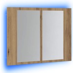vidaXL Dulap cu oglindă & LED stejar artizanal 60x12x45 cm lemn vidaXL Dulap cu oglindă & LED stejar artizanal 60x12x45 cm lemn