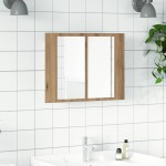 vidaXL Dulap cu oglindă & LED stejar artizanal 60x12x45 cm lemn vidaXL Dulap cu oglindă & LED stejar artizanal 60x12x45 cm lemn