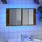 vidaXL Dulap cu oglindă & LED, lemn vechi, 90x11x45 cm, lemn prelucrat vidaXL Dulap cu oglindă & LED, lemn vechi, 90x11x45 cm, lemn prelucrat