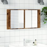 vidaXL Dulap cu oglindă & LED, lemn vechi, 90x11x45 cm, lemn prelucrat vidaXL Dulap cu oglindă & LED, lemn vechi, 90x11x45 cm, lemn prelucrat