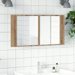 vidaXL Dulap cu oglindă & LED stejar artizanal 90x12x45 cm lemn vidaXL Dulap cu oglindă & LED stejar artizanal 90x12x45 cm lemn