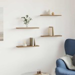 vidaXL Rafturi de perete, 4 buc., stejar artizanal, 40x10x1,5 cm, lemn vidaXL Rafturi de perete, 4 buc., stejar artizanal, 40x10x1,5 cm, lemn