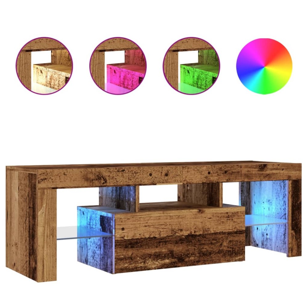 vidaXL Dulap TV cu lumini LED lemn vechi 120x36,5x40 cm lemn prelucrat