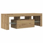 vidaXL Dulap TV cu LED stejar artizanal 120x36,5x40 cm lemn prelucrat