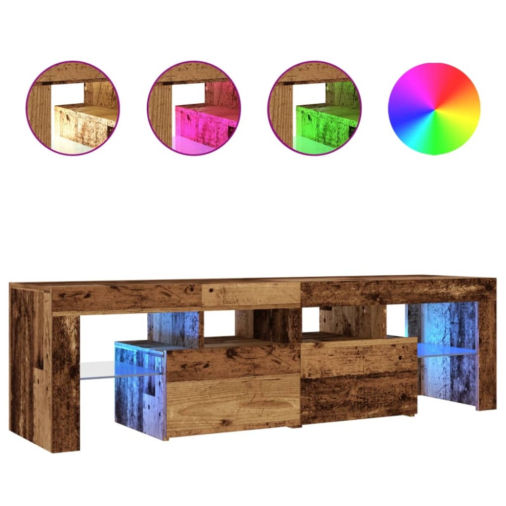 vidaXL Dulap TV cu lumini LED lemn vechi 140x36,5x40 cm lemn prelucrat