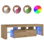 vidaXL Dulap TV cu LED stejar artizanal 140x36,5x40 cm lemn prelucrat