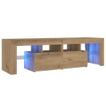 vidaXL Dulap TV cu LED stejar artizanal 140x36,5x40 cm lemn prelucrat