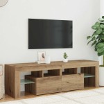 vidaXL Dulap TV cu LED stejar artizanal 140x36,5x40 cm lemn prelucrat