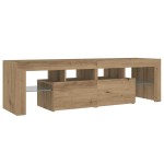 vidaXL Dulap TV cu LED stejar artizanal 140x36,5x40 cm lemn prelucrat