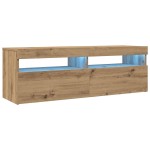vidaXL Dulap TV cu LED stejar artizanal 120x35x40 cm lemn prelucrat