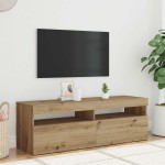 vidaXL Dulap TV cu LED stejar artizanal 120x35x40 cm lemn prelucrat