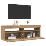vidaXL Dulap TV cu LED stejar artizanal 120x35x40 cm lemn prelucrat