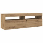 vidaXL Dulap TV cu LED stejar artizanal 120x35x40 cm lemn prelucrat