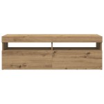 vidaXL Dulap TV cu LED stejar artizanal 120x35x40 cm lemn prelucrat