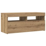 vidaXL Dulap TV cu LED stejar artizanal 90x35x40 cm lemn prelucrat