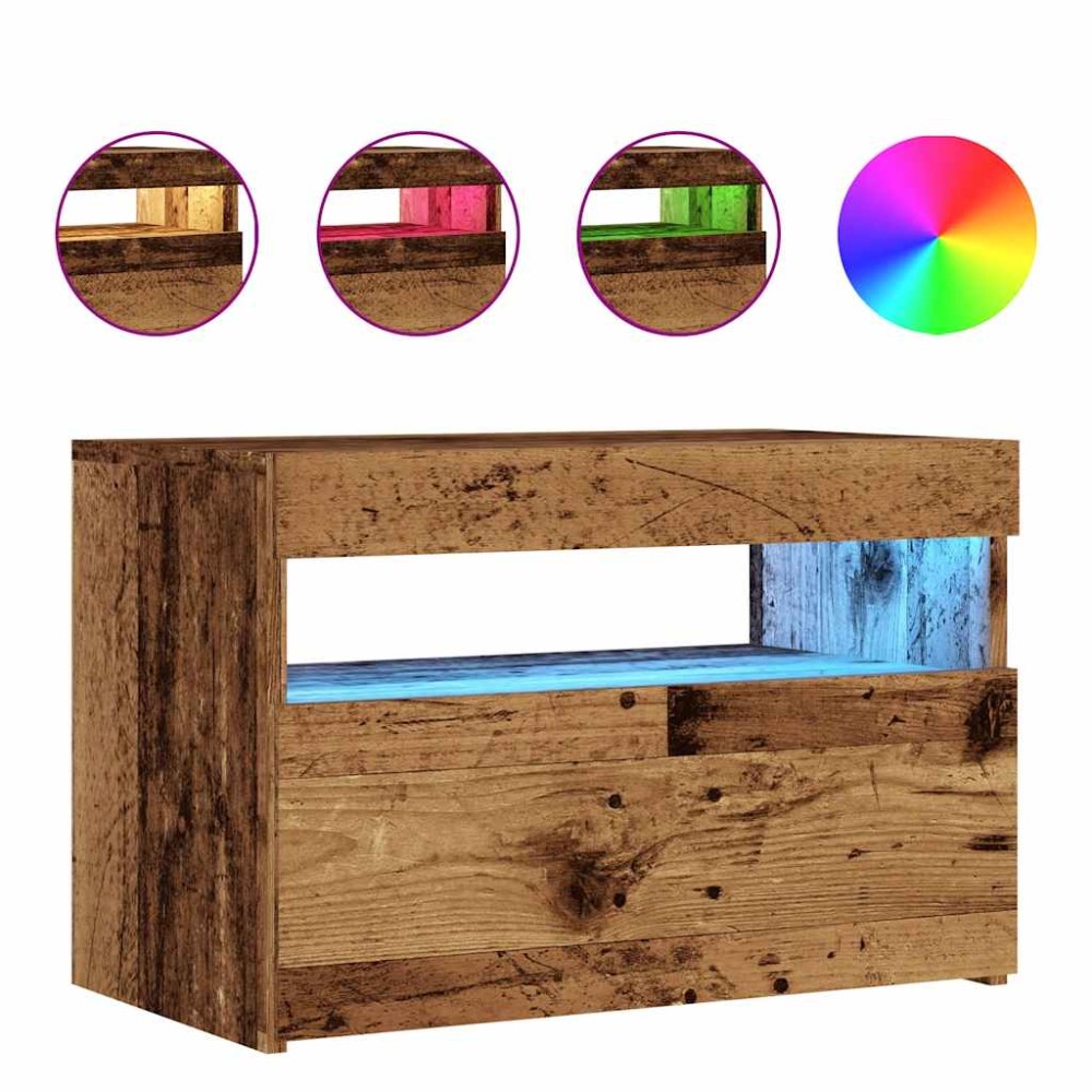 vidaXL Dulap TV cu lumini LED lemn vechi 60x35x40 cm lemn prelucrat
