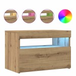 vidaXL Dulap TV cu LED stejar artizanal 60x35x40 cm lemn prelucrat