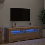 vidaXL Dulap TV cu LED stejar artizanal 120x35x40 cm lemn prelucrat