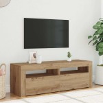 vidaXL Dulap TV cu LED stejar artizanal 120x35x40 cm lemn prelucrat