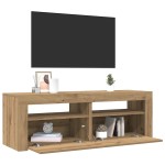 vidaXL Dulap TV cu LED stejar artizanal 120x35x40 cm lemn prelucrat