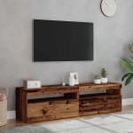 vidaXL Dulapuri TV cu lumini LED, 2 buc., lemn vechi, lemn prelucrat