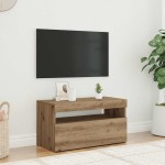 vidaXL Dulap TV cu LED stejar artizanal 75x35x40 cm lemn prelucrat
