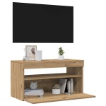 vidaXL Dulap TV cu LED stejar artizanal 75x35x40 cm lemn prelucrat