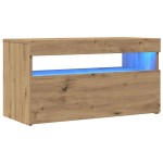 vidaXL Dulap TV cu LED stejar artizanal 75x35x40 cm lemn prelucrat