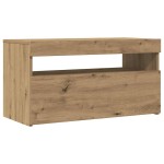 vidaXL Dulap TV cu LED stejar artizanal 75x35x40 cm lemn prelucrat