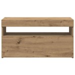 vidaXL Dulap TV cu LED stejar artizanal 75x35x40 cm lemn prelucrat