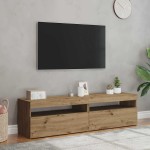 vidaXL Dulapuri TV 2 buc. cu LED stejar artizanal lemn prelucrat