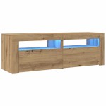 vidaXL Dulap TV cu LED stejar artizanal 120x35x40 cm lemn prelucrat