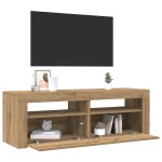 vidaXL Dulap TV cu LED stejar artizanal 120x35x40 cm lemn prelucrat