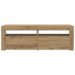 vidaXL Dulap TV cu LED stejar artizanal 120x35x40 cm lemn prelucrat