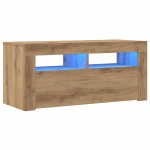 vidaXL Dulap TV cu LED stejar artizanal 90x35x40 cm lemn prelucrat