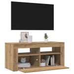 vidaXL Dulap TV cu LED stejar artizanal 90x35x40 cm lemn prelucrat