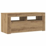 vidaXL Dulap TV cu LED stejar artizanal 90x35x40 cm lemn prelucrat