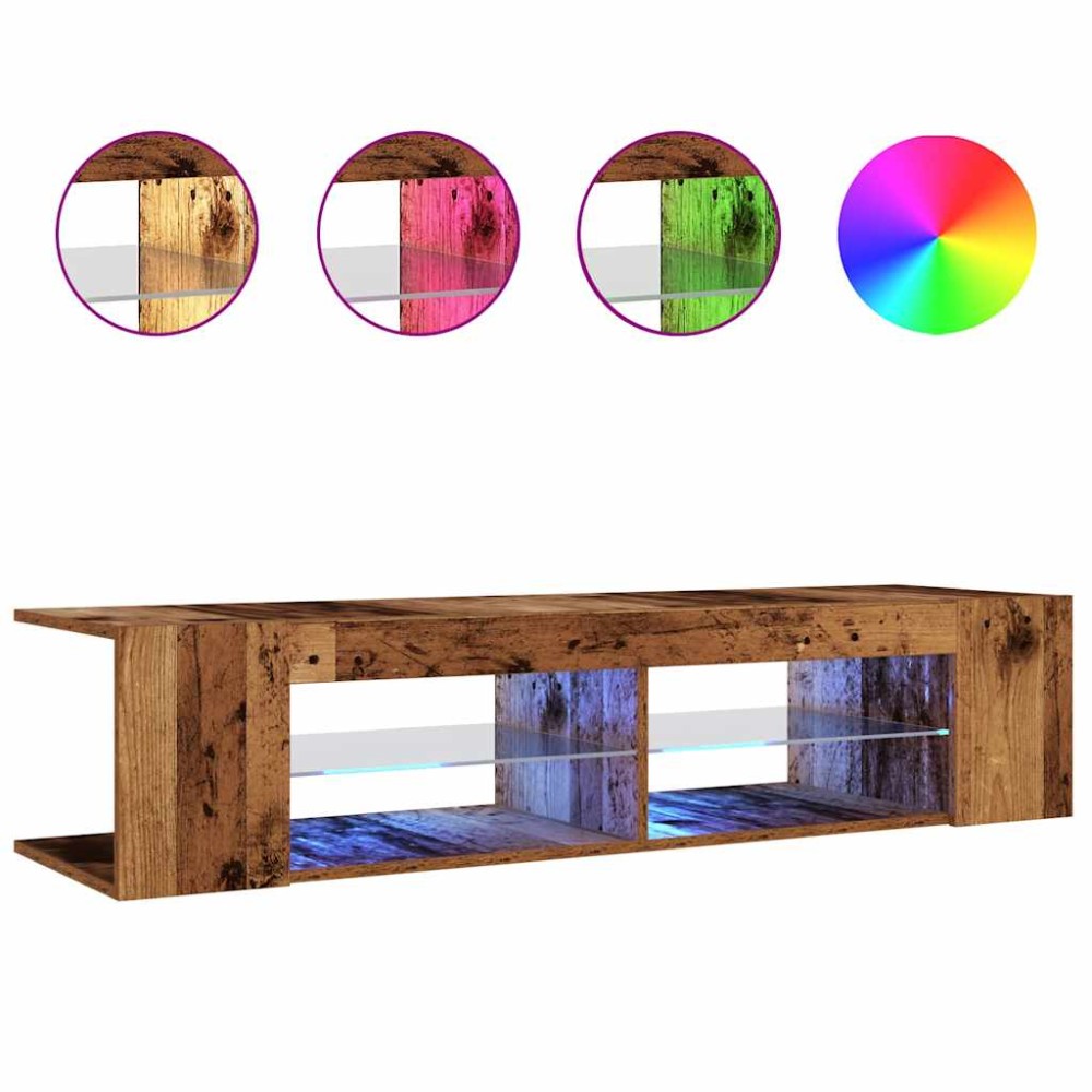 vidaXL Dulap TV cu lumini LED lemn vechi 135x39x30 cm lemn prelucrat