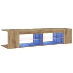 vidaXL Dulap TV cu LED stejar artizanal 135x39x30 cm lemn prelucrat