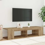 vidaXL Dulap TV cu LED stejar artizanal 135x39x30 cm lemn prelucrat