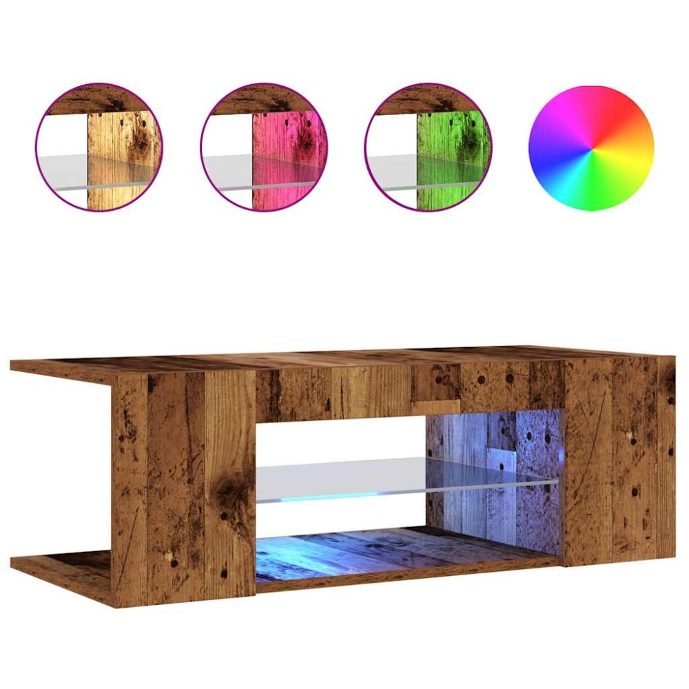 vidaXL Dulap TV cu lumini LED lemn vechi 90x39x30 cm lemn prelucrat