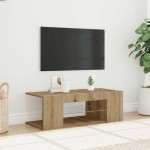 vidaXL Dulap TV cu LED stejar artizanal 90x39x30 cm lemn prelucrat