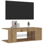 vidaXL Dulap TV cu LED stejar artizanal 90x39x30 cm lemn prelucrat