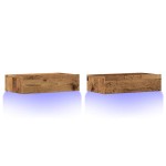 vidaXL Dulapuri TV cu lumini LED, 2 buc., lemn vechi, 60x35x15,5 cm